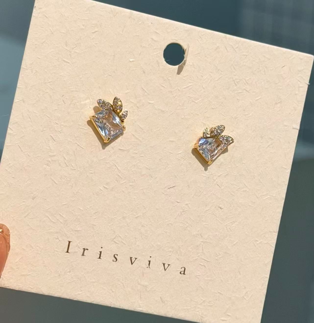 Sweet Square Cubic Zirconia Stud Earrings
