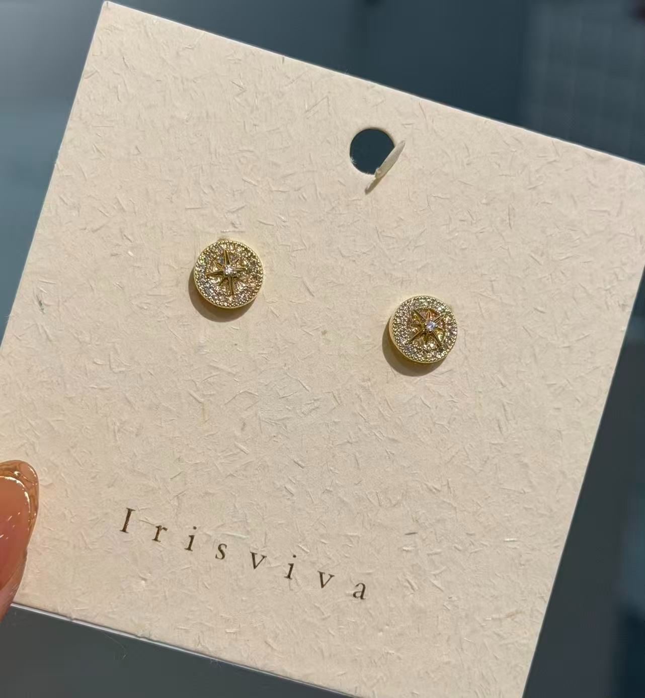 North Star Eight-pointed Star Gold Earrings
