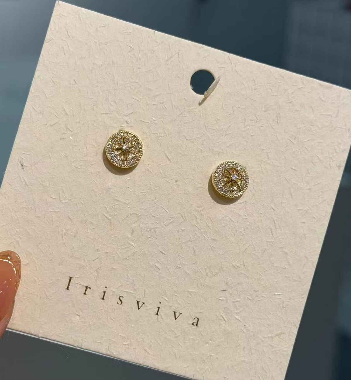 North Star Eight-pointed Star Gold Earrings