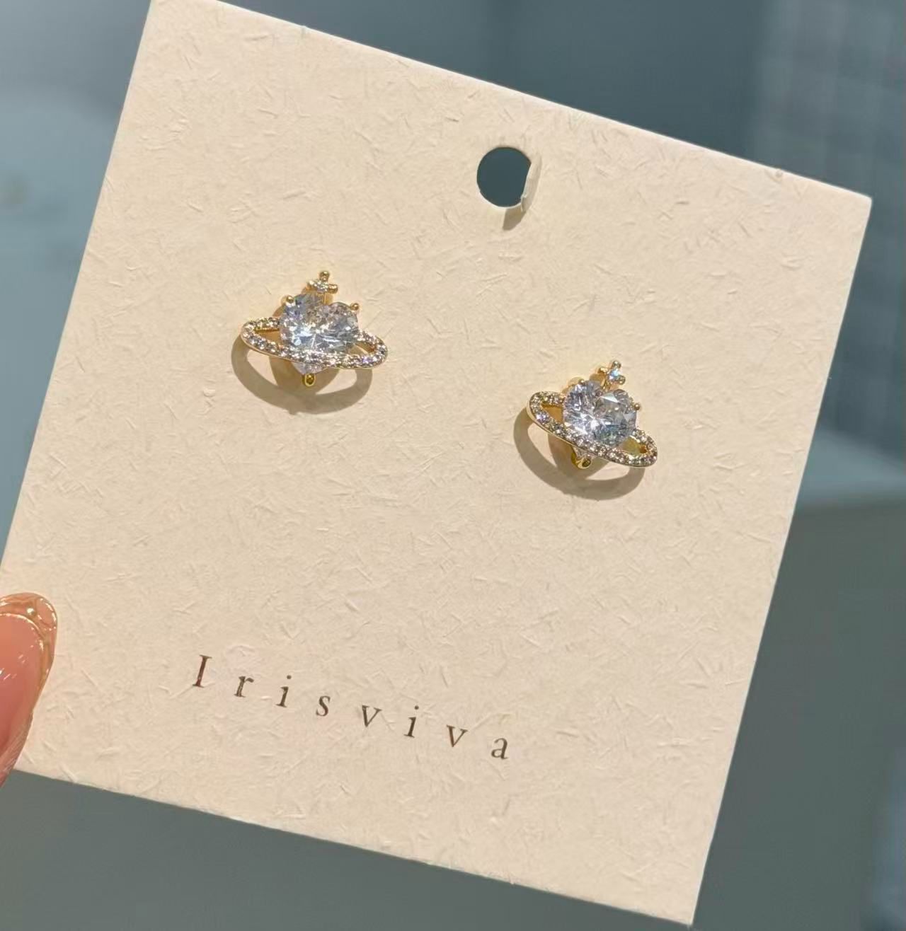 Cute Heart Saturn Studs02